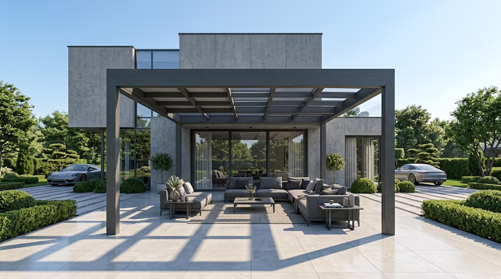 Moderne Flachdach Terrassenüberdachung Vorteile und Nachteile im Vergleich