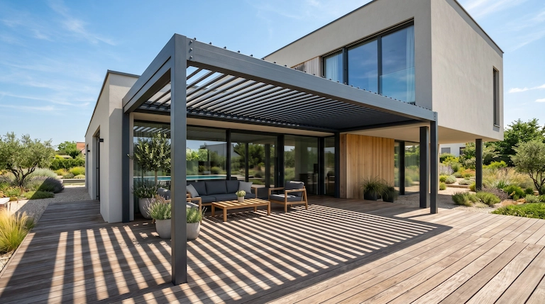 Optimale Lamellenausrichtung für perfekten Lichteinfall auf der Terrasse