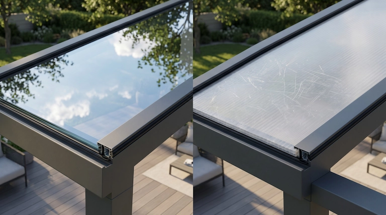 Terrassenüberdachung: VSG-Glas oder Polycarbonat?